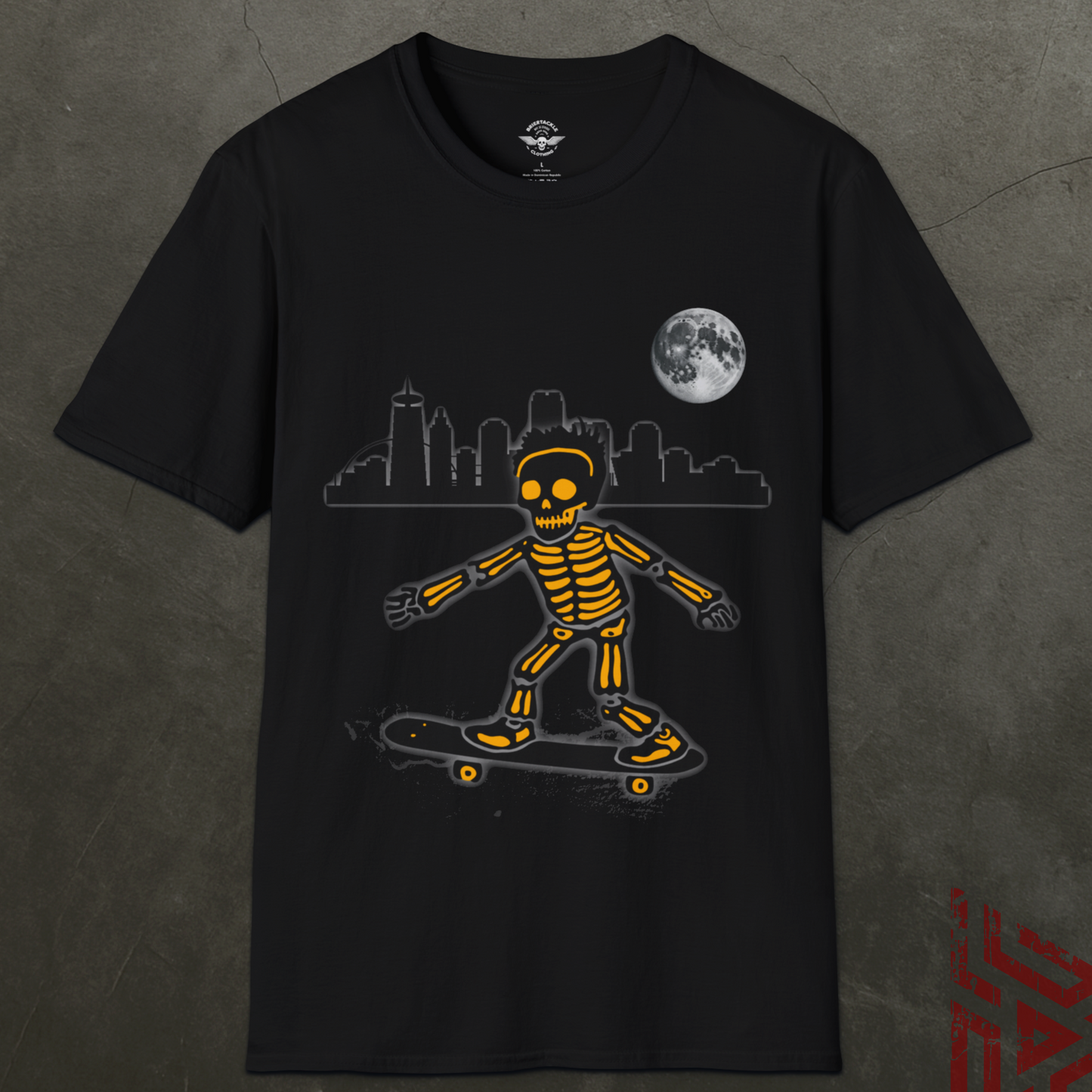 Skateboard Riding Skeleton In The Moonlight