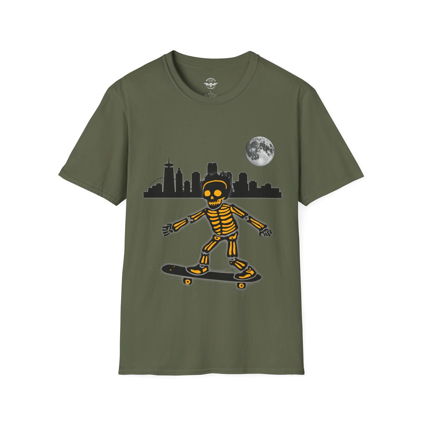 Skateboard Riding Skeleton In The Moonlight
