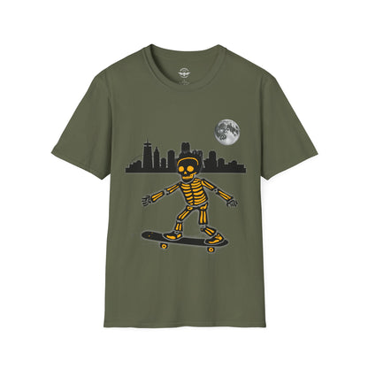 Skateboard Riding Skeleton In The Moonlight