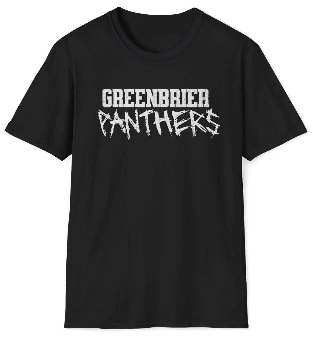 Black t-shirt with 'Greenbrier Panthers' text in white.