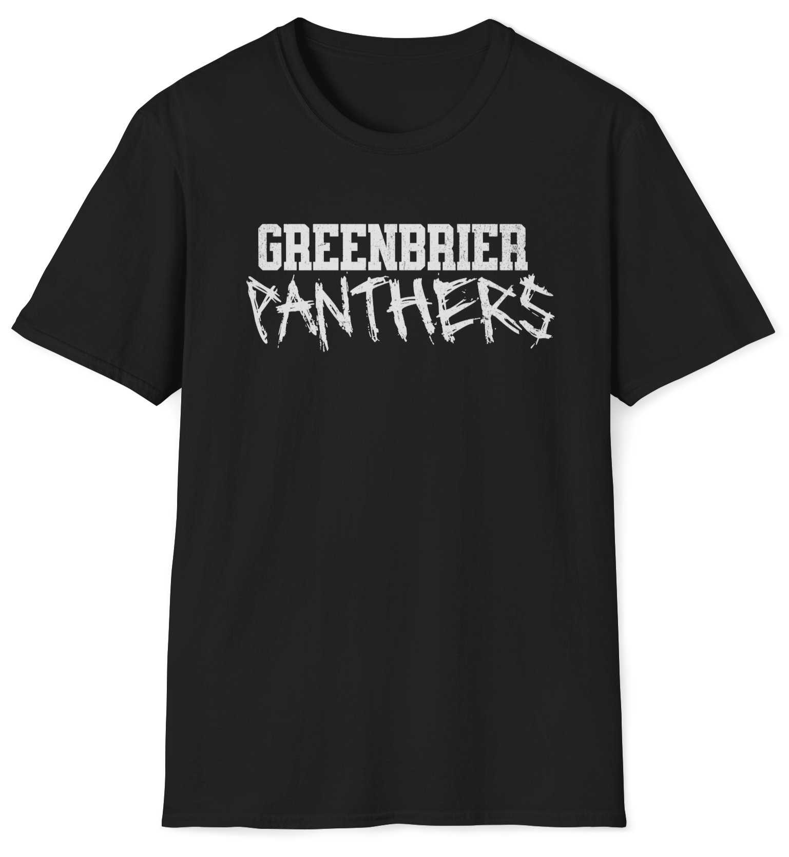 Black t-shirt with 'Greenbrier Panthers' text in white.