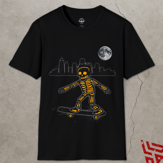 Skateboard Riding Skeleton In The Moonlight