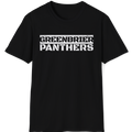 Black t-shirt with 'Greenbrier Panthers' text on a white background