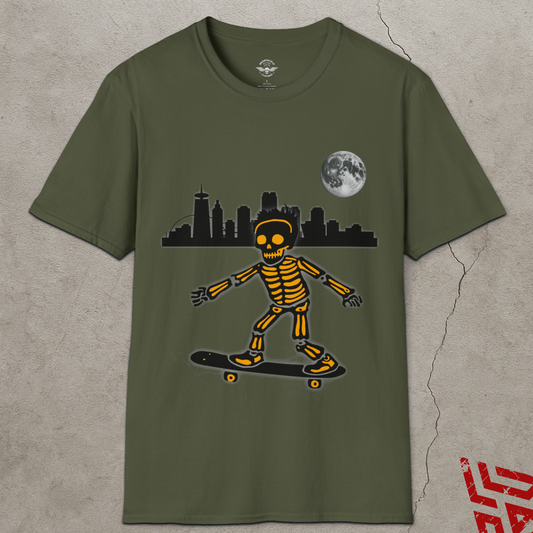 Skateboard Riding Skeleton In The Moonlight